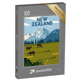 puzzleYOU: Jigsaw Puzzle 100 Pieces "New Zealand - Vintage Illustration"