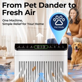 Air Purifiers for Home Large Room up to 2200sq.ft with Washable Filters, EVALIT Air Purifiers for Bedroom with Fragrance, PM 2.5 Display Air Quality Sensor for Smoke Dust Odors, White, 1Pack+3Modes