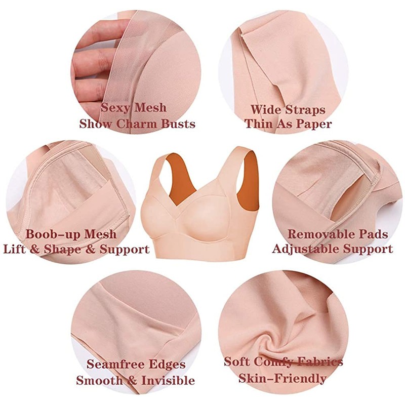 WOWENY Womens Wirefree Seamless Bras Everyday Lounge Bra Sleeping Full
