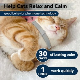 Pawvita Calming Collar 4 Packs with Cat Appeasing Pheromone, Lasts 30 Days for Anxiety & Stress Relief - Adjustable Fit 15 Inch for All Cat