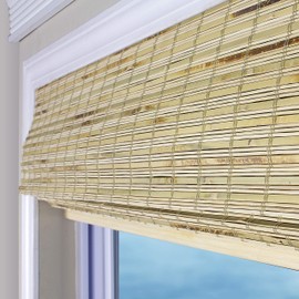 ARLO BLINDS Sheer Bamboo Roman Shades with Valance - Petite Rustique, 30" W x 60" H - Light Filtering Cordless Blinds for Interior Windows - Real Natural Bamboo Material - Mounting Hardware Included