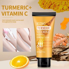 Turmeric + Vitamin C Hair Removal Cream, Facial Moisturizing Cream for Women, Upper Lip Remover Cream,Gentle Depilatory Cream, Painless, Non-Irritant for Sensitive Skin, For Intimate Area, Arms, Legs,