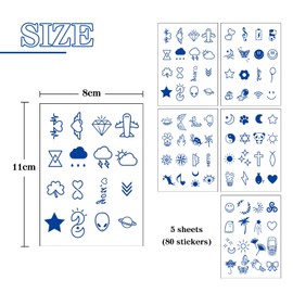 Kireida® 80 Temporary Tattoos, Waterproof, Durable, Expressive, Fresh and Sweet Style, Flying Fish, Cross, Astronaut, Weather and Many Other Patterns