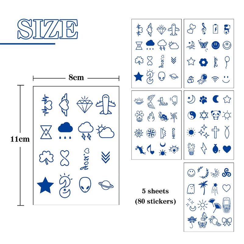 Kireida® 80 Temporary Tattoos, Waterproof, Durable, Expressive, Fresh and Sweet