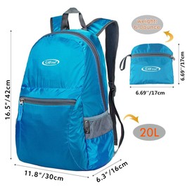 G4Free 20L Small Foldable Ultralight Waterproof Backpack for Camping Hiking Cycling Men Women, Sky Blue A, 20 Lang, Daypacks