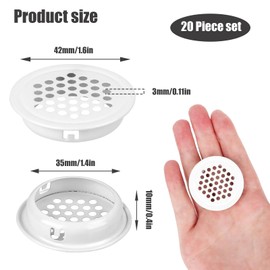 Pack of 20 Round Ventilation Grille, Door Ventilation Grille, 35 mm, Stainless Steel Ventilation Grille, Wardrobe Ventilation Grille, Ventilation Grille, for Cabinets, Bookcases, Wardrobes, Wine