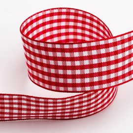 Red Gingham Ribbon 25mm x 10 Metres
