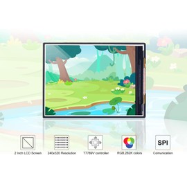 2 Inch LCD Display Module for Raspbrry Pi/Arduino Onboard ST7789V Controller 2 Inch IPS LCD Screen 240x320 Resolution SPI Communication RGB, 262K Color