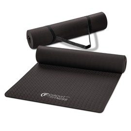 Marcy Circuit Fitness 1/4-inch (6mm) Non Slip Multi-Purpose Exercise Yoga Mat with Carrying Strap - Midnight Black