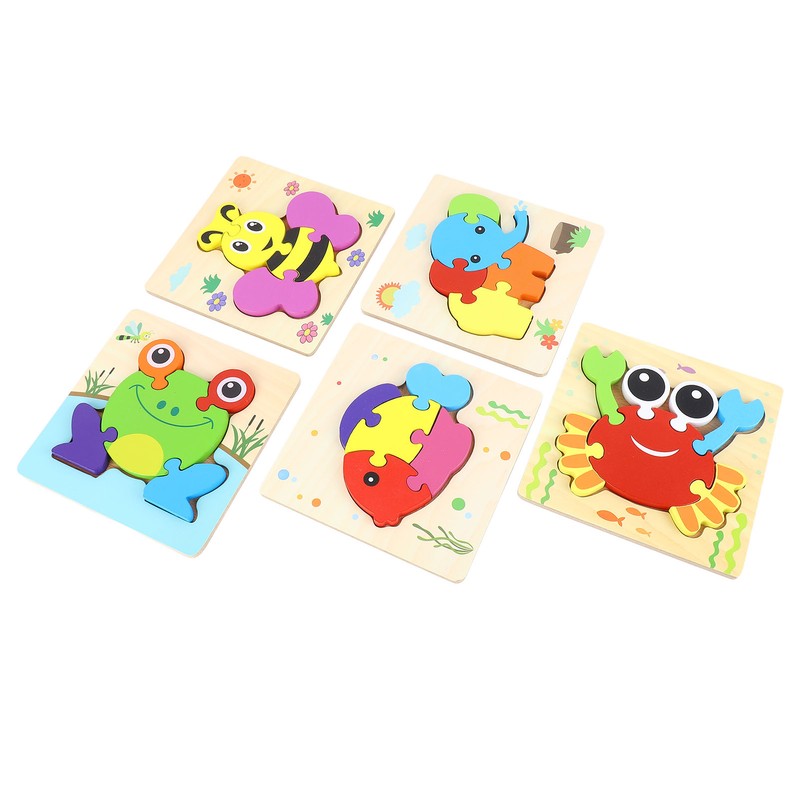 5pcs Baby Jigsaw Puzzles Animal Shaped Colorful Printing Educational Hands