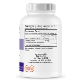 BESTVITE Vitamin C 1000mg (480 Vegetarian Capsules) (120 x 4) with Citrus Bioflavinoids - No Stearates - Vegan - Non GMO - Gluten Free