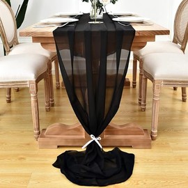 50CM Wide Black Voile Fabric Wedding Deco, Drape, Chair sash DIY Material (200 Meters)