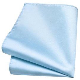 Branduce Baby Blue Pocket Square for Men Plain Silk Blend Boy Handkerchief for Wedding Party（PS01-47