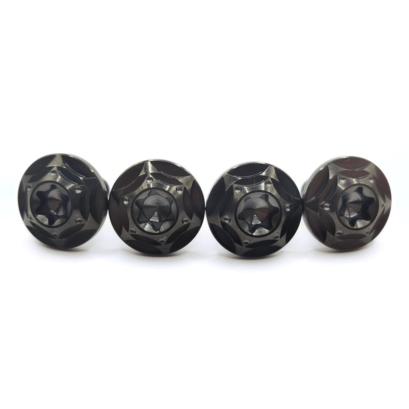 Kuroobaa Titanium Motorcycle License Plate Bolts M6x15mm Snowflake Design, Set