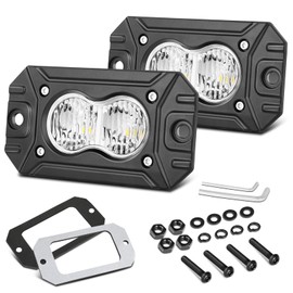 Niking Auto LED Pods, 2Pcs 3 Inch Flush Mount LED Driving Lights 40W Flood Off Road Fog Light Small Ditch Reverse Backup Light Flush Bumper Cubes Work Lights for Trucks Pickup UTV AUV SUV Boat