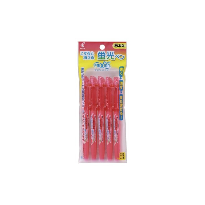 Pilot PSFL50SL5P Erasable Highlighter, Frixion Light, Pink, 5 Count