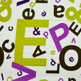 Kt KILOtela Printed Fabric Sold by the Metre - Cotton and Polyester - Width 270 cm - Bed Linen, Decoration, Crafts, Letters - Green, Brown, Purple