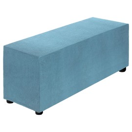 uxcell Stretch Ottoman Cover Rectangular Oversized Square Ottoman Slipcover with Elastic for Foot Stool Living Room Bedroom Fit Length 101-127cm / 40"-50", Large, Blue