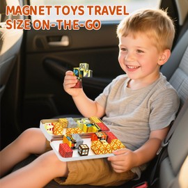 WMXDU Magnetic Blocks with Magnet Box, Toddler Toys Magnetic Blocks Building Toy STEM Outdoor Kids Toys Gift for Boys & Girls 3+ Year Old, Pocket-Sized Mini Tiles for Classroom Must Haves