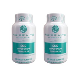 INDIGO LIFE NUTRACEUTICOS – Pack 2 Frascos de SOD (Super Óxido Dismutasa) – 40 Cápsulas Veganas 500 mg