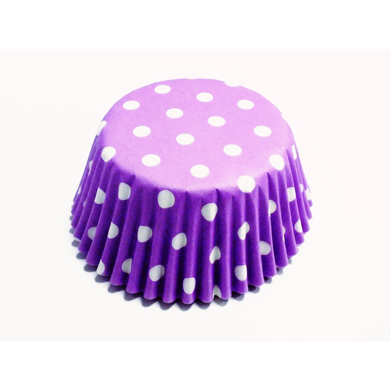 PME Lavender Polka Dots Paper Baking Cases for Cupcakes, Standard