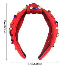 Gosuoa Football Headband for Women, Football Mom Essentials Accessories Pearl Rhinestone Knotted Headband