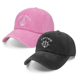 Anniversary Engagement Gifts for Couples Boat Hat Captain Embroidered Captain First Mate Hats for Men and Women, Boat Owners Adjustable Cotton for Boating, Surfing, Sailing Boat Accessories