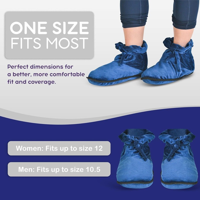 SUM Microwave Heated Therapy Slippers Blue–Warm Plush Comfort for Cold
