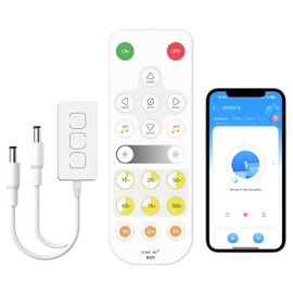 MIWISE LED Dimmer,Smart WiFi+Bluetooth Dimmable Controller with RF Remote,Work with Alexa/Google,Two Ports 5V/12V/24V for 3528/2835/5050/SMD COB Single Color LED Strip Lights,Timer/Memory Function