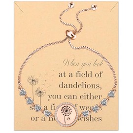 FEELMEM Dandelion Wish Slider Bracelet Dandelion Inspirational Gift Dandelion Jewelry Dandelion Wish Gift For Best Friend (Dandelion Bracelet)