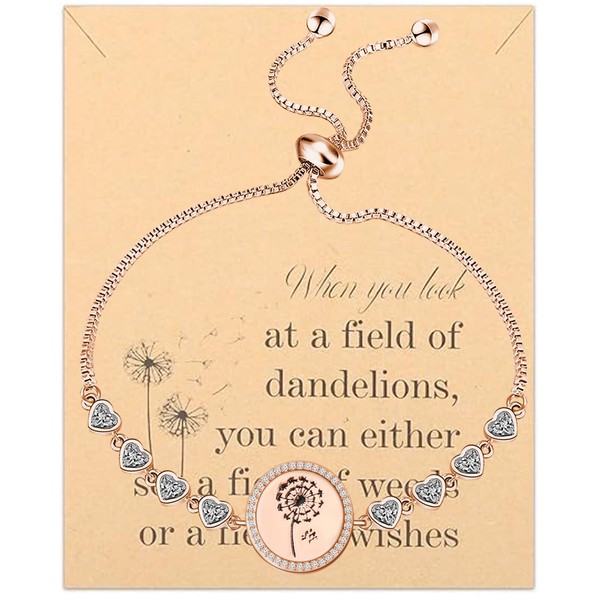 FEELMEM Dandelion Wish Slider Bracelet Dandelion Inspirational Gift Dandelion Jewelry