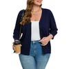Cárdigan de manga 3/4 con botones para mujer, azul#, XL