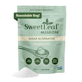 SweetLeaf Allulose Sweetener Granulated - Zero Calorie Sugar Substitute for Baking & Coffee, Keto-Friendly Sugar Alternative, Zero Erythritol, Non GMO - Bulk 2.5 lb Bag