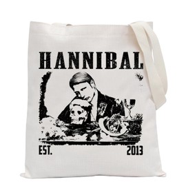 POFULL Horror Movie Merch Serial Killer Gift Suspense Thriller Crime TV Series Lover Gift Horror TV Series Inspired Tote Bag (HANNIB EST CA)