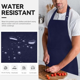 NLUS Extra Large Aprons for Men, Adjustable Navy Blue Chef Apron for Men Kitchen Cooking Aprons for Women with 2 Pockets, Water & Oil Resistant - 1 PACK