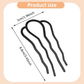 Gjinxi Hair Side Combs 4 Pcs Metal Head Fork Clip Buns Updo U-Shape 4 Prong Hair Sticks Hairpin Styling Tool Accessories Twist Black Headpieces for Women Girls Decoration