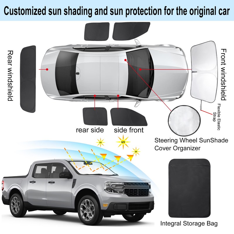 TINGLU Window Shades for Ford Maverick 2022-2024 2025 Accessories Car
