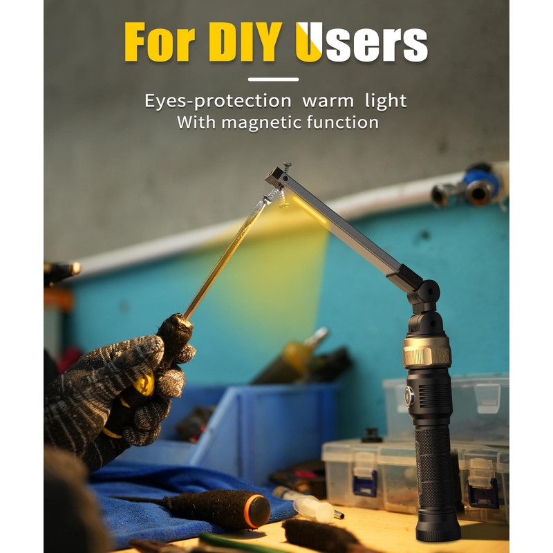 HOTLIGH Rechaegeable Work Light, 5000mAh Magnetic Flashlight with 360° Rotate