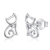 EUDORA Sterling Silver Cat Stud Earrings for Women, Cute Kitten