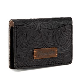Montana West × Wrangler Credit Card Wallet for Men Women Leather Business Card Holder Slim Card Case Wallet Embossed Western Design Card & Id Cases, Black