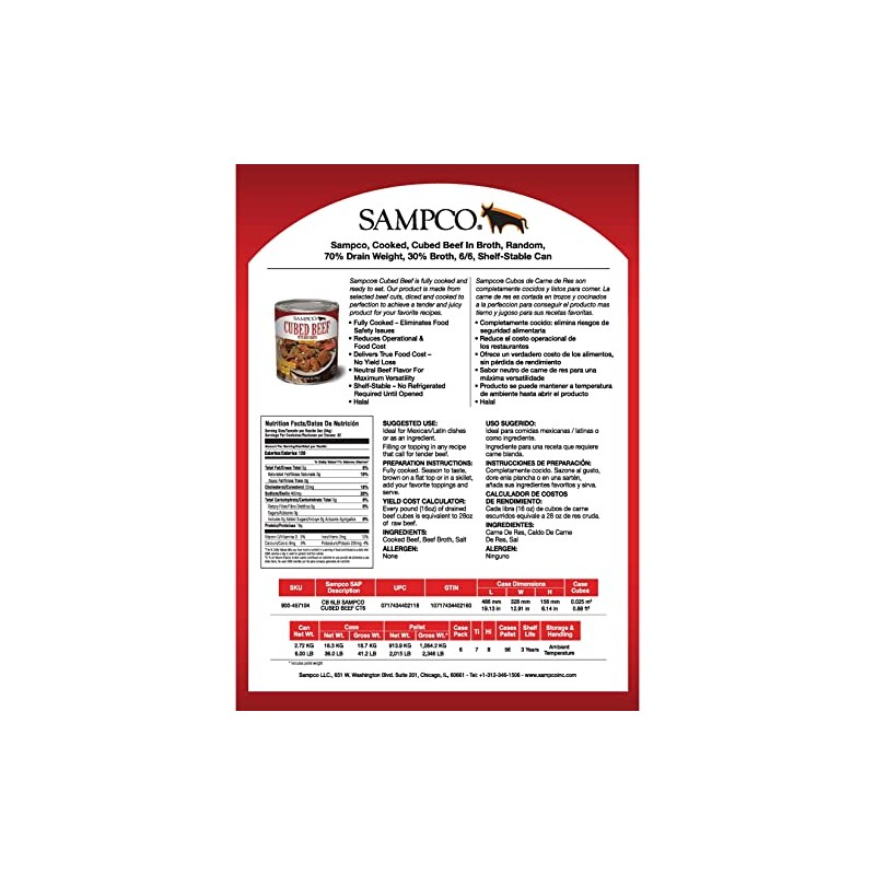 SAMPCO CUBED BEEF With Beef Broth