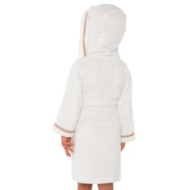 Premium Soft Bamboo Toddler Robe with Hood - Girls & Boys Robe (6-7Years, White)