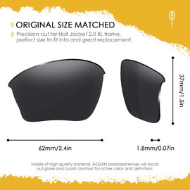 AOZAN ANSI Z87.1 Polarized Replacement Lenses For Oakley Half Jacket 2.0 XL Sunglasses - Onyx Black