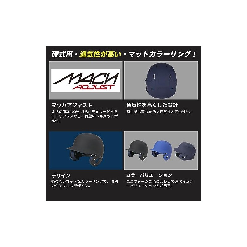 Rawlings MACH07-JPNHB Baseball Helmet for Hard Mach Adjustment (Matted) Black