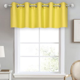 DECOVSUN Bright Yellow Valance for Kitchen Windows Solid Gold Yellow Blackout Curtain Valance with Grommet for Bedroom Short Straight Drape Valance for Living Room 70X18 1 Panel