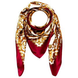 Lorenzo Cana Brand Silk Scarf Women's Scarf Made of 100% Silk Baroque with Paisley Pattern Scarf Brand Scarf, red