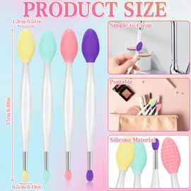 4Pcs Lip Scrub Brush Dual-ended Lip Scrubber Exfoliator 2-in-1 Silicone Scrub Tool, Gentle Applicator Apply evenly Makeup Tools Portable for Women