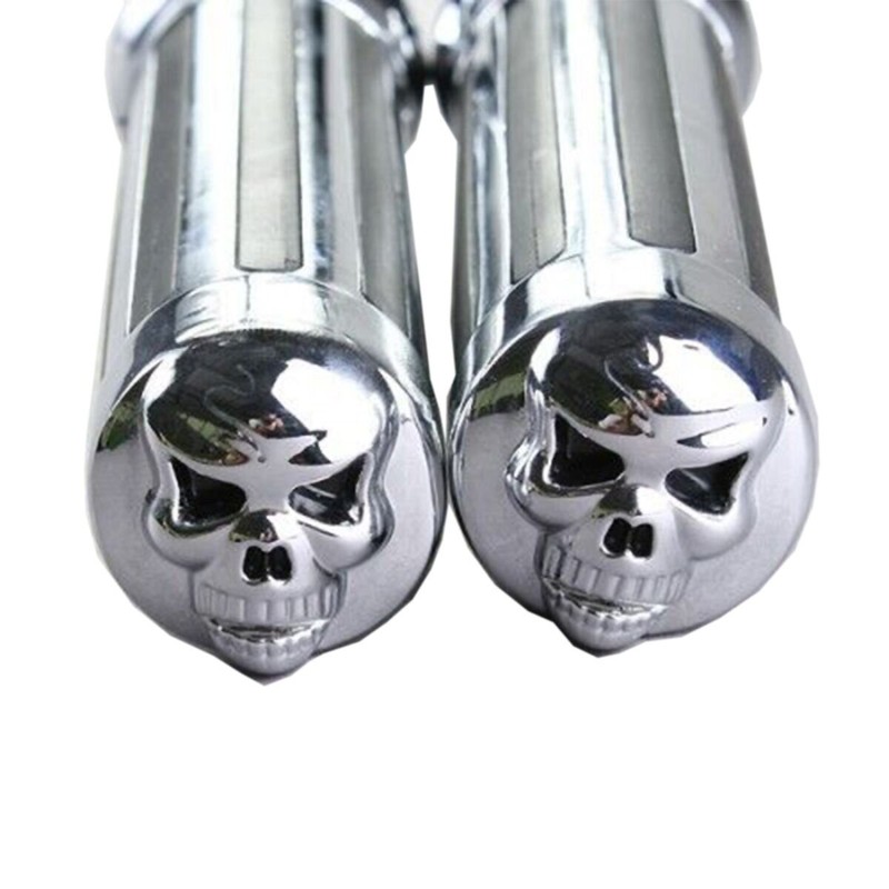 1 inch / 25mm Skull Chrome Rubber Hand Grip Motorcycle