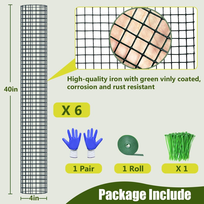 6 Pack Metal Moss Pole, 40"/24"/15" Moss Poles for Plants