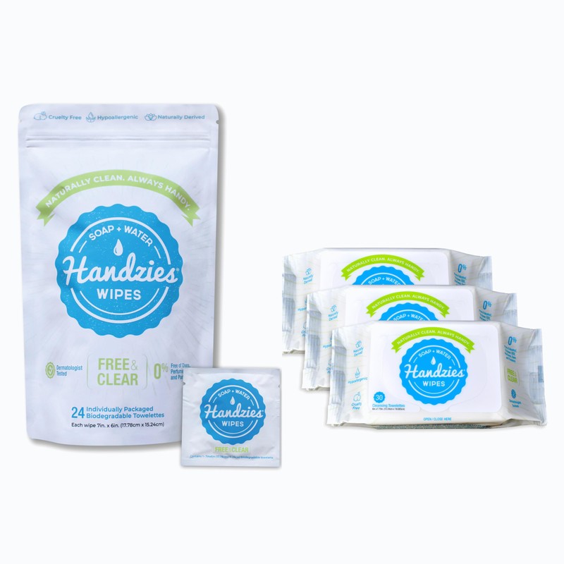 Handzies Handzies Natural Soap and Water Hand WIpes- Free&Clear- 24